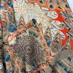 HOPE Boho Sheer Printed Cape Poncho Top Tan Tie Neck Ruffle Hem Festival Hippie Orange Size undefined Photo 6