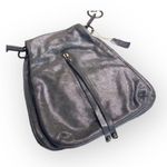HTF: new Kale༄ Diego Edgy Leather Fold Over Messenger Bag ༄ Metallic Mineral ༄ Gray Photo 2