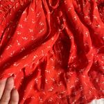 Free People Colette Printed Buttondown Top Small Red Babydoll Longsleeve Floral Photo 9