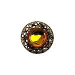 Antique brushed gold amber toned stoned brooch Photo 0