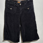 Bebop VTG Y2K Womens M Black Corduroy Capri Cropped Pants Shorts Wide Leg Photo 0
