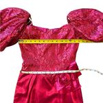 Vintage 80s Pink Satin Lace Puff Sleeve Prom Dress Hip Bow Womens Size 6 Photo 1