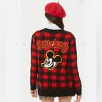 Disney  Mickey Mouse X Forever 21 Checkered plaid Cardigan 90th anniversary sz SM Photo 3