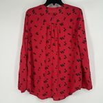 Gap  Womens Red Butterfly Print Popover Top Long Sleeve V Neck Boho Size L Photo 5