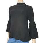 525 America Womens Size S Black Cotton Chunky Knit Bell Sleeve Mock Neck Sweater Photo 2