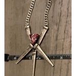 Janis Savitt Flat Link Chain Drop Necklace Emerald Cut Pink Glass Stone 17” Silver Photo 6