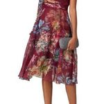 Notte Marchesa Burgundy Floral Printed Cocktail Dress Size 0 US $595 Photo 0