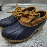 L.L. Bean Women's "Bean Boots" Tan/Bright Navy/Gum Waterproof Rain Shoes 6M Blue Size 6 Photo 0