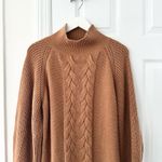 Caroline Constas Cable Knit Wool Sweater Dress Camel Tan Mock Neck Medium Cozy Photo 3