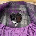 Guess  Womens Vintage Double Breasted Purple Plaid Jacket Button Wool Blend Large Photo 3