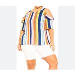 City Chic  Summer Stripe Cold Shoulder Top Size XXL Photo 1