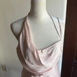 Bardot  Astrid Pink Satin Asymmetrical Fit & Flare Strappy Mini Slip Dress Small Photo 2