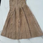 Boden Sleeveless Eyelet Button Front Cottagecore Midi Dress Womens 2R Tan Preppy Size 2 Photo 1