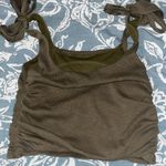 Free People  Olive Green Ruched Cropped Tank Top Photo 1