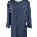 Club Monaco Navy Blue White Polka Dots Long Sleeve Crew Neck Romper Shorts Sz S Photo 0