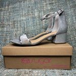 Sugar Noelle Low Block Heel Dress Ankle Strap Sandal in Silver Glitter Mesh Size 11 Photo 0