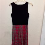 Vintage Plaid Dress with Velvet Jacket Red Size L Photo 6