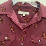 Loft Ann Taylor button front blouse size Small purple burgundy floral new Photo 1