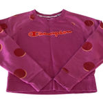 Champion  Retro Pink Polka Dot Crewneck Pullover Sweatshirt Size Women's Small Photo 0