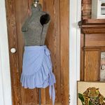 Wonderly  Blue Stripe Wrap Ruffle Skirt - Size Medium Photo 2