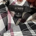 J. Crew Plaid Peasant Top Tie Back 3/4 Sleeve Blouse Black White S Photo 2