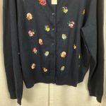 Talbots  Navy Blue Sequin Floral Crewneck Cardigan Sz.XL NWT Photo 3