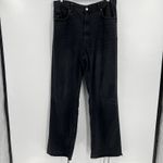 ZARA  High Rise Waisted Wide Leg Raw Hem Black Denim Jeans Women's Size 14 Photo 3