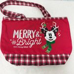 Disney Walt  World Mickey Mouse Christmas Ornament Tote Bag‎ Rare Plaid Photo 4