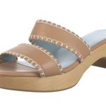 FRANCES VALENTINE Leather Sandals Clogs Wooden Soles Platform Slides Italy 9 EUC Blue Photo 2