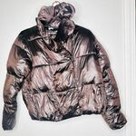 SAVE THE DUCK Ishya Puffer Black Brown Copper Moto Quilted Coat Jacket Size S Photo 3