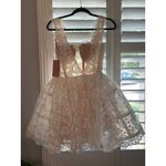 BHLDN NWT White Lace Square Neck Mini Bridal Dress w/ Hoop Skirt Size 6 Photo 3
