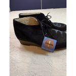 Black Suede Pony Hair Wedge Booties Ankle Boots Size 10 Photo 4