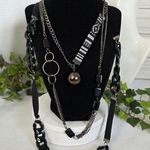 Oxidized Silver and Black Multi Media 2 Piece Necklace Set Photo 0