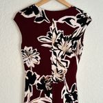 Ralph Lauren Burgundy Black Stretch Faux Wrap Dress Dark Floral Office Size 6 Photo 4