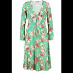 Boohoo Floral Print Tie Front Woven‎ Midi Dress Green Photo 1