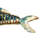 VTG Estate Signed Garden Of Eden Art Nouveau Oval Brooch Pin Metal Resin Blue Photo 5