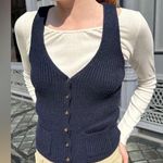 Brandy Melville Navy Elizabeth Wool Button Vest Photo 0