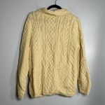 ARAN CRAFTS Cardigan Sweater Small Yellow 100% Wool Ireland Chunky Granniecore Photo 3