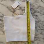 Quince NWT Women's Cropped One Shoulder Ribbed Sweater Knit Tank in White sz XS Photo 8
