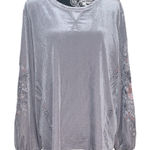 🎁 KATE & SAM Ribbed Velvet Embroidered Sweater Gray Size XL Photo 0