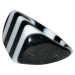 Vintage black and white striped lucite ring!! Photo 3