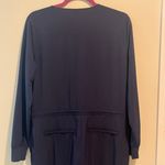 Athleta Zuma Navy Blue Athletic Jumpsuit Jogger Zip Up Waist Tie Utility Small Photo 7