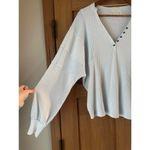Free People  Callisto Henley Baby Blue Waffle Knit Oversized Women’s size XS Photo 3