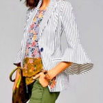 CAbi Vintage Y2k Striped Peplum Sleeve Blazer With Pockets Photo 0