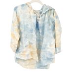 Rachel Zoe  Women Boho Tie Dye 100% Linen Hooded‎ Button Up Shirt Top Size M Photo 1