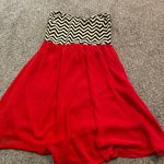 Everly Black, Red And White Chevron Dress Photo 0