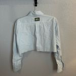 Daily Drills Ultra Cropped Poplin Button Down in Blue Photo 4