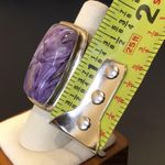 Amethyst Vintage Cabochon Sterling Silver Cocktail Ring Sz 7•1/4 Photo 5