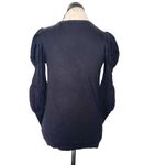 The Limited  Womens Sweater Size Small Black Puff Sleeve Slim Stretch Ribbed Photo 1