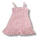 Alexis Brandy Dress Rose Stripe Mini Pink White Ruffle Hem Square Neck Cotton Photo 6